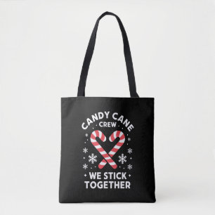 Christmas Candy Cane Heart We Stick Together Tote Bag