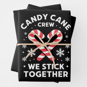 Christmas Candy Cane Heart We Stick Together  Wrapping Paper Sheet