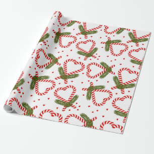 Christmas Candy Cane Hearts Holiday Kathrin Legg Wrapping Paper