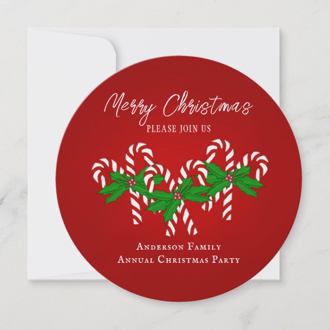 Christmas Candy Cane  Invitation (Front)