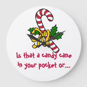 Christmas Candy Cane Joke Large Clock