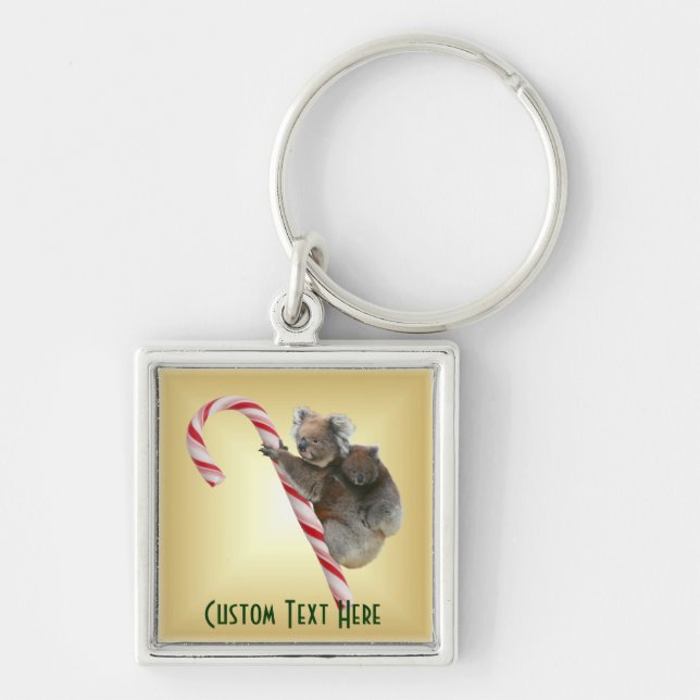 Christmas Candy Cane Koalas Key Ring (Front)