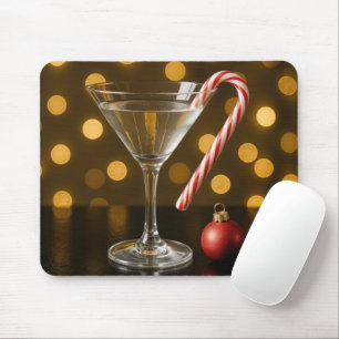 Christmas Candy Cane On a Martini Glass Mouse Pad