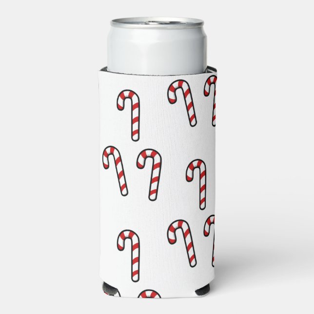 Christmas candy cane on white seltzer can cooler (Seltzer Front)