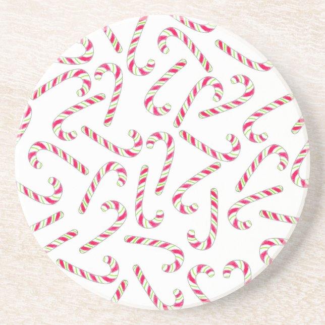 Christmas candy cane pattern coaster (Front)