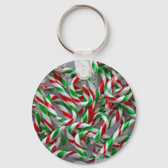 Christmas candy cane pattern key ring (Front)