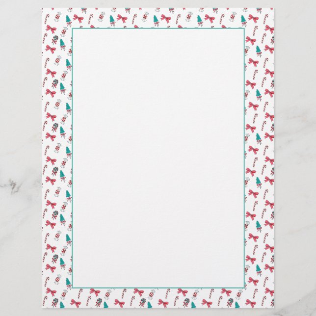 Christmas Candy Cane Pattern Letterhead (Front)