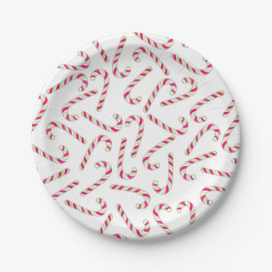 Christmas candy cane pattern paper plate