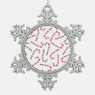 Christmas candy cane pattern snowflake pewter christmas ornament