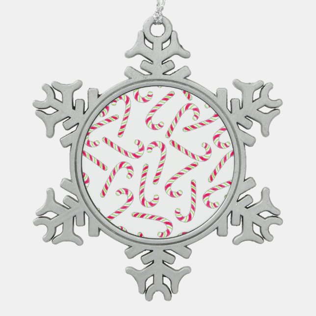 Christmas candy cane pattern snowflake pewter christmas ornament (Front)