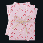 Christmas Candy Cane Pink  Wrapping Paper Sheet<br><div class="desc">Christmas candy cane over pink background</div>
