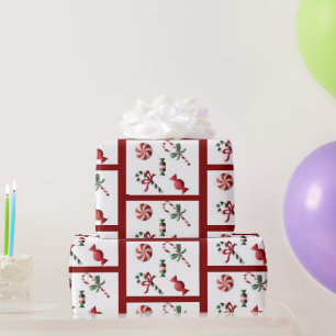 Christmas Candy Cane Red White Traditional Wrapping Paper