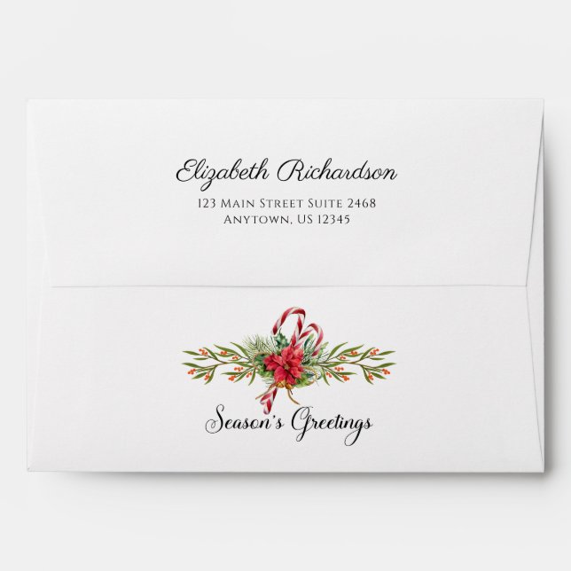 Christmas Candy Cane Return Address Envelopes (Back (Top Flap))
