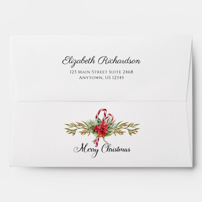 Christmas Candy Cane Return Address Envelopes (Back (Top Flap))