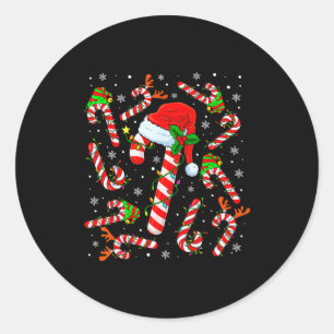 Christmas Candy Cane Santa Hat Reindeer Funny Xmas Classic Round Sticker