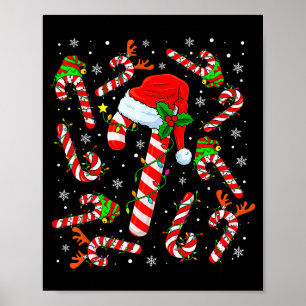 Christmas Candy Cane Santa Hat Reindeer Funny Xmas Poster