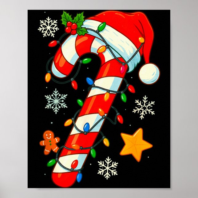 Christmas Candy Cane Santa Hat Xmas Kids Toddler Y Poster (Front)