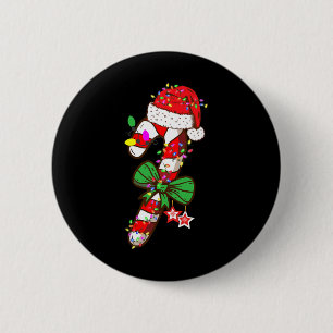 Christmas Candy Cane Santa Hat Xmas Light Kids  6 Cm Round Badge
