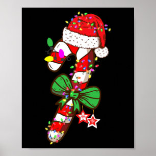 Christmas Candy Cane Santa Hat Xmas Light Kids  Poster