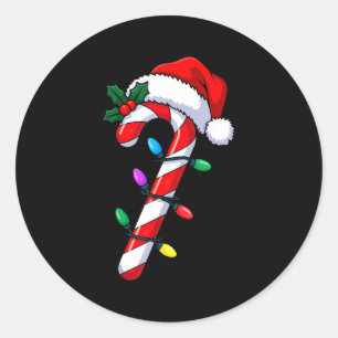 Christmas Candy Cane Santa Xmas Classic Round Sticker