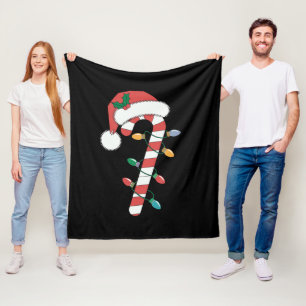 Christmas Candy Cane Santa Xmas Kids Fleece Blanket