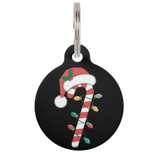 Christmas Candy Cane Santa Xmas Kids Pet Tag