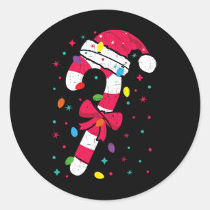 Christmas Candy Cane Santa Xmas Kids Toddler Youth Classic Round Sticker