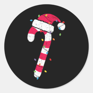 Christmas Candy Cane Santa Xmas Kids Toddler Youth Classic Round Sticker