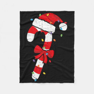 Christmas Candy Cane Santa Xmas Kids Toddler Youth Fleece Blanket