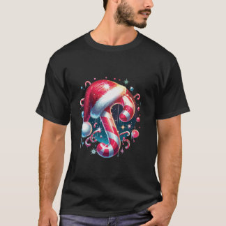Christmas Candy Cane Santa Xmas Kids Toddler Youth T-Shirt