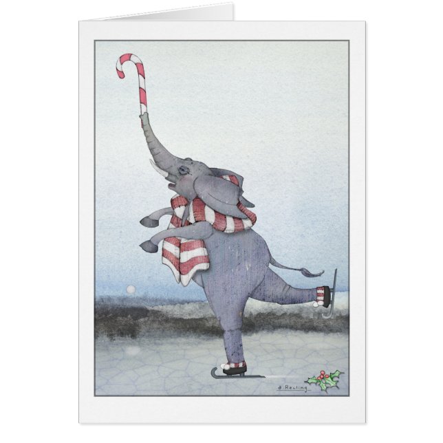 Christmas Candy Cane Skating Elephant (Front)