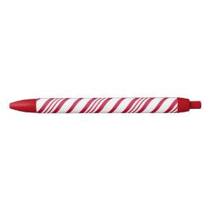 Christmas Candy Cane Stripe Black Ink Pen