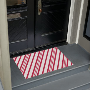 Christmas Candy Cane Stripe Doormat