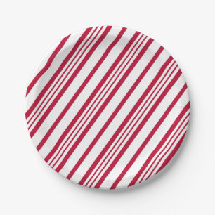 Christmas Candy Cane Stripe Paper Plate