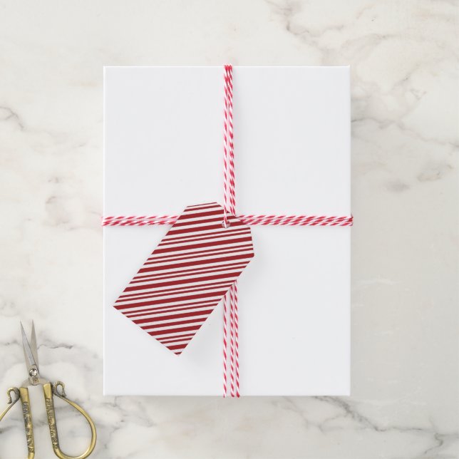 Christmas Candy Cane Stripes Gift Tags (With Twine)