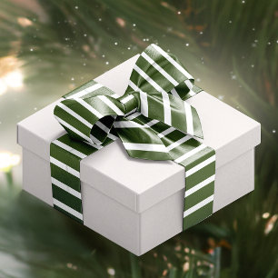 Christmas Candy Cane Stripes Green and White Satin Ribbon