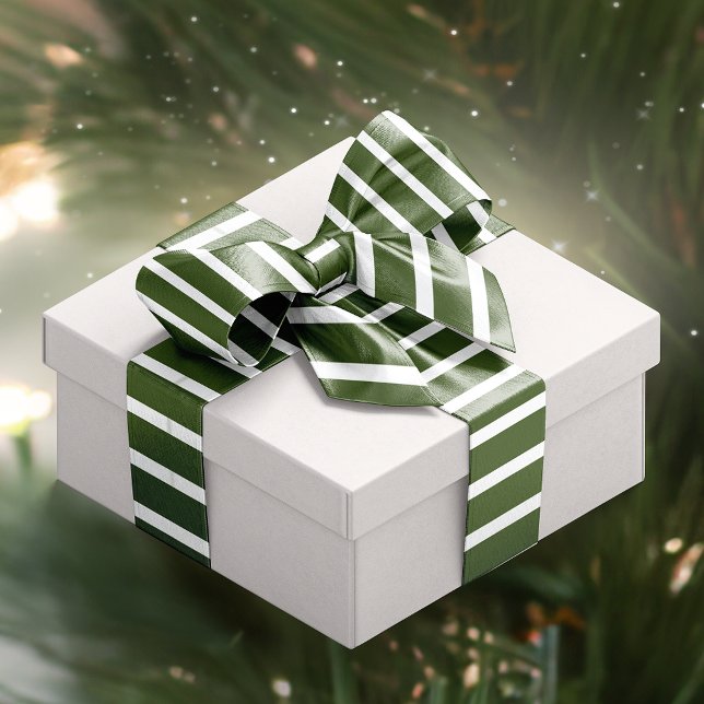 Christmas Candy Cane Stripes Green and White Satin Ribbon (Candy Cane Stripes Green and White Ribbon)