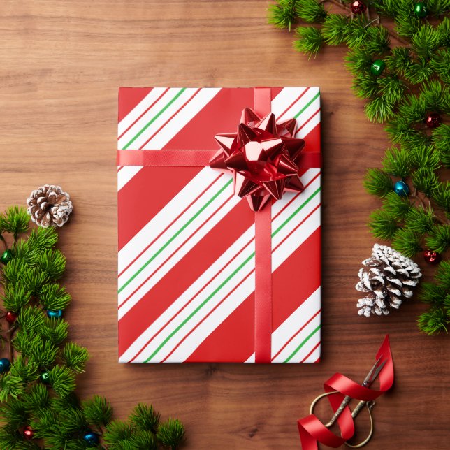 Christmas Candy Cane Stripes ID259 Wrapping Paper (Holiday Gift)