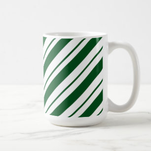 Christmas Candy Cane Stripes in Green and White Coffee Mug