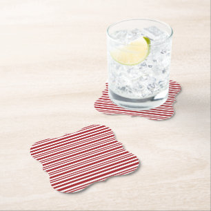 Christmas Candy Cane Stripes Paper Coaster