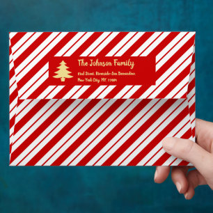 Christmas Candy Cane Stripes Party Holiday Mailing Envelope