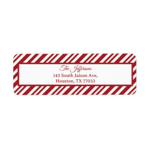 Christmas Candy Cane Stripes Return Address Label