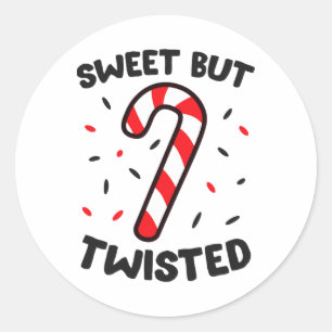 Christmas Candy Cane Sweet But Twisted Classic Round Sticker