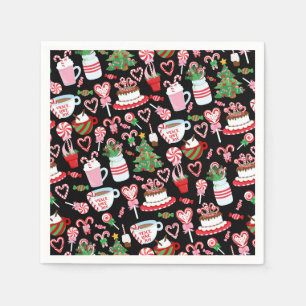 Christmas Candy Cane Sweets Pattern Napkin