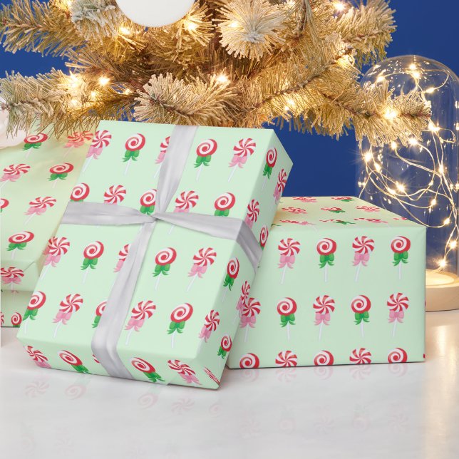 Christmas Candy Cane Swirls Pattern Wrapping Paper (Holidays)