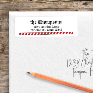 Christmas Candy Cane Whimsical Return Address Label