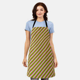 Christmas Candy Cane white, yellow, green, red Apron