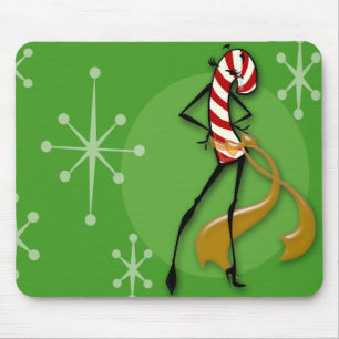CHRISTMAS CANDY CANE WOMAN MOUSE PAD