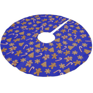 Christmas Candy Canes and Gingerbread Cookies Brushed Polyester Tree Skirt