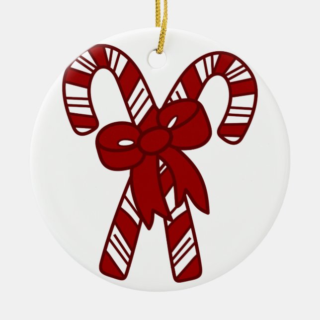 Christmas Candy Canes Ceramic Ornament (Front)